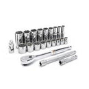 22 Piece 3/8" Drive 12 Point Standard and Deep SAE Mechanics Tool Set