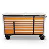 72" 18 Drawer Rolling Tool Cabinet with Stainless Steel Worktop and Chrome Drawer Pull