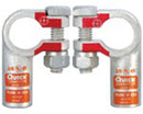 1 AWG TOP POST - RIGHT 90 DEGREE CRIMP/SOLDER POSITIVE BATTERY TERMINAL