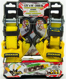 2 PACK - 1.25" X 14' SLIDING RATCHET STRAPS WITH CAP LOCK HOOKS - 2000 LB. CAPACITY