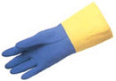 NEOPRENE BLUE & YELLOW GLOVES - SIZE LARGE