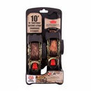2 PACK - 1" X 10'  RETRACTABLE RATCHET STRAPS - CAMO WEBBING - 1200 Lb CAPACITY