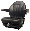 Tractor & Industrial Seat with Integrated Suspension - High-Back, with Armrests, Black Vinyl