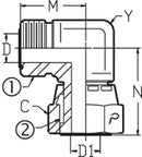 3/8 Male OFS X 3/8 Female OFS Swivel 90 Deg; - Swivel Nut Elbow - Steel
