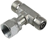 1/4 MALE OFS X 1/4 MALE OFS X 1/4 FEMALE OFS SWIVEL - SWIVEL NUT BRANCH TEE -STL