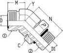 OFS X MB 45 DEG; - OFS STRAIGHT THREAD ELBOW
