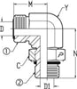 3/8 Male OFS X 1/2 Male O-Ring Boss 90 Deg; - Straight Thread Elbow - Steel