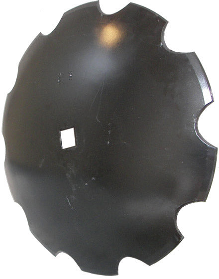 16 INCH X 11 GAUGE NOTCHED DISC BLADE WITH 1 SQ X 1-1/8 SQ AXLE