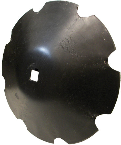 24 INCH X 1/4 INCH NOTCHED CONE DISC BLADE WITH 1-1/2 INCH SQUARE AXLE