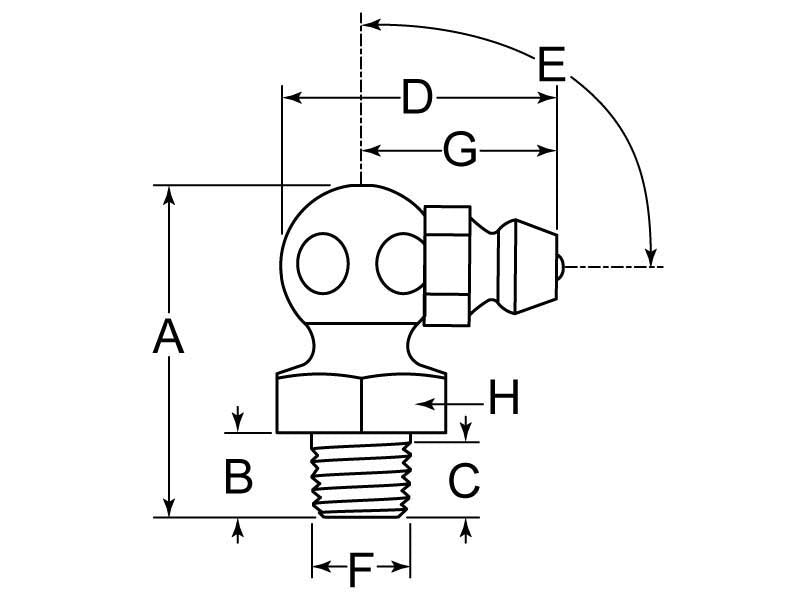 1/4"-28 SAE-LT  90° GREASE ZERK - BAG 10