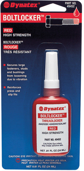RED THREAD LOCK - HIGH STRENGTH - 24 MIL CARDED TUBE