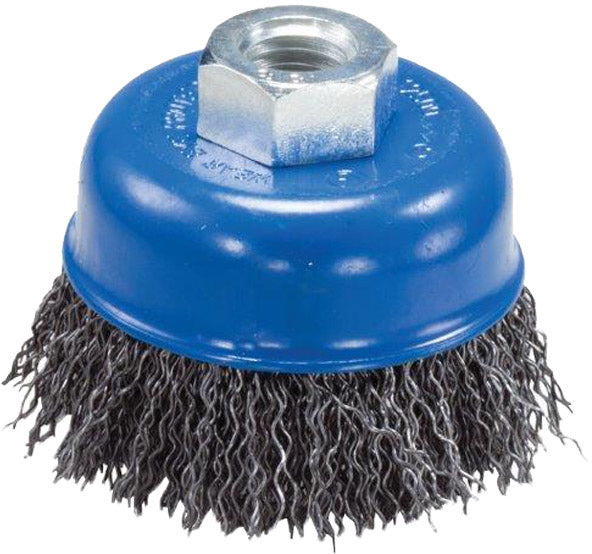 CRIMPED WIRE CUP BRUSH - 6" X 5/8"-11 THREAD FOR ANGLE GRINDER