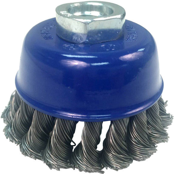 KNOT END WIRE CUP BRUSH - 4" X 5/8"-11 THREAD FOR ANGLE GRINDER
