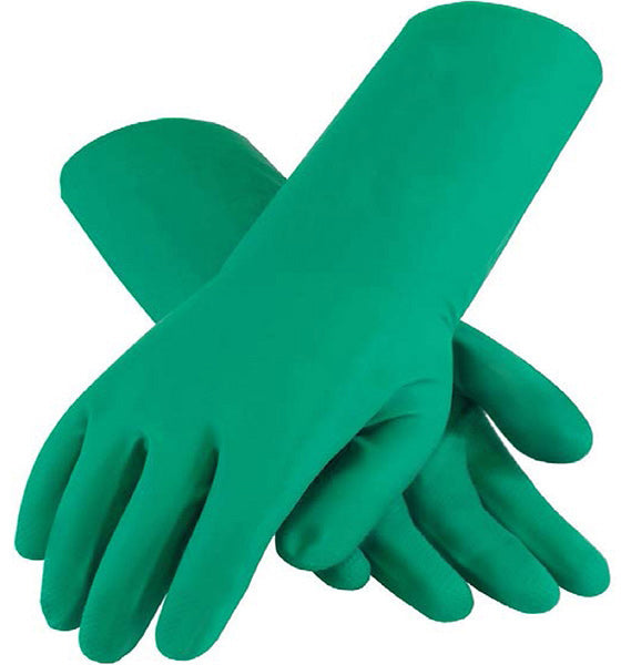 13" NITRILE GREEEN LINED CHEMICAL GLOVES  -  EXTRA LARGE
