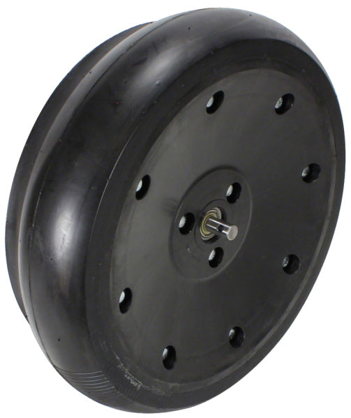4-1/2  INCH x 15-1/2 INCH GAUGE WHEEL ASSEMBLY - REDUCED INNER DIAMETER TIRE - BLACK STEEL WHEELS WITH NYLON COVER