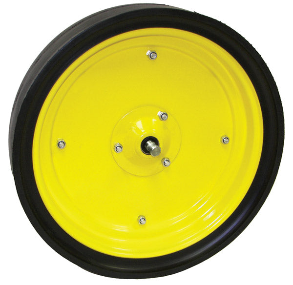 4-1/2 INCH X 16 INCH PLANTER WHEEL WHITE - YELLOW STEEL WHEELS  STEM BEARING WITH GROOVE