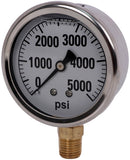 5000 PSI LIQUID FILLED  / STAINLESS GAUGE - 2-1/2" DIAMETER