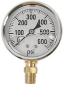 600 PSI LIQUID FILLED  / STAINLESS GAUGE - 2-1/2" DIAMETER