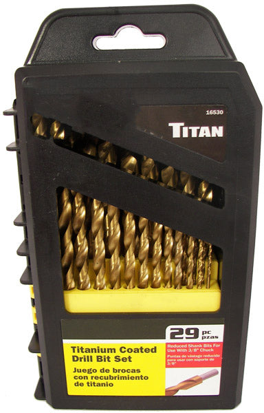 29 PC TITANIUM COATED DRILL BIT SET