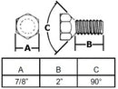 9/16"-18  WHEEL BOLT WITH 2 INCH THREAD LENGTH