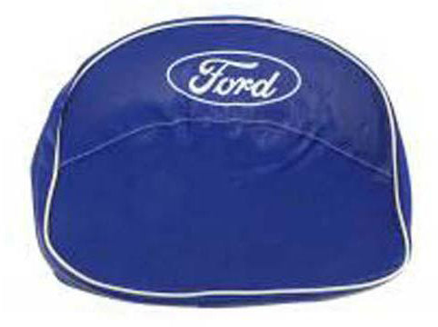 SEAT CUSHION, BLUE VINYL WITH FORD SCRIPT LOGO. FITS ALL 1939 TO 1964 FORD STEEL PAN SEATS