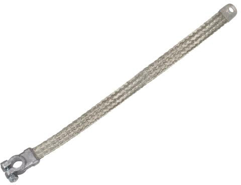 19 INCH 2 AWG BATTERY GROUND STRAP WITH TOP POST STRAIGHT X 7/16 EYELET CONNECTIONS