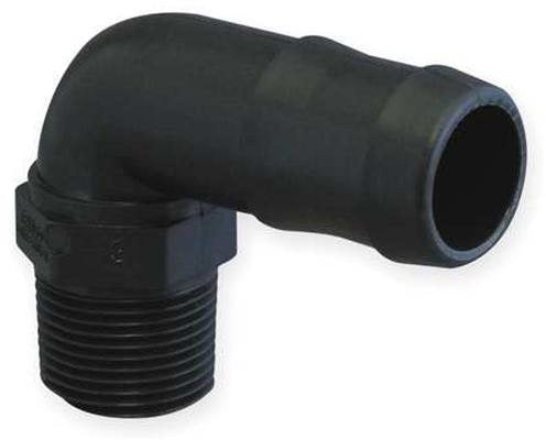 1 INCH X 3/4 INCH MNPT X HOSE BARB  POLY ELBOW - 90