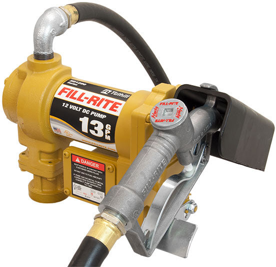 12V FUEL TRANSFER PUMP WITH HOSE AND MANUAL NOZZLE - 13 GPM