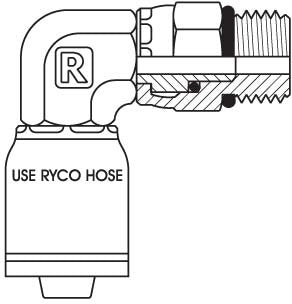 UN O-RING MALE SWIVEL 90 DEGREE ELBOW WITH 9/16 INCH THREAD FOR 3/8 INCH HOSE